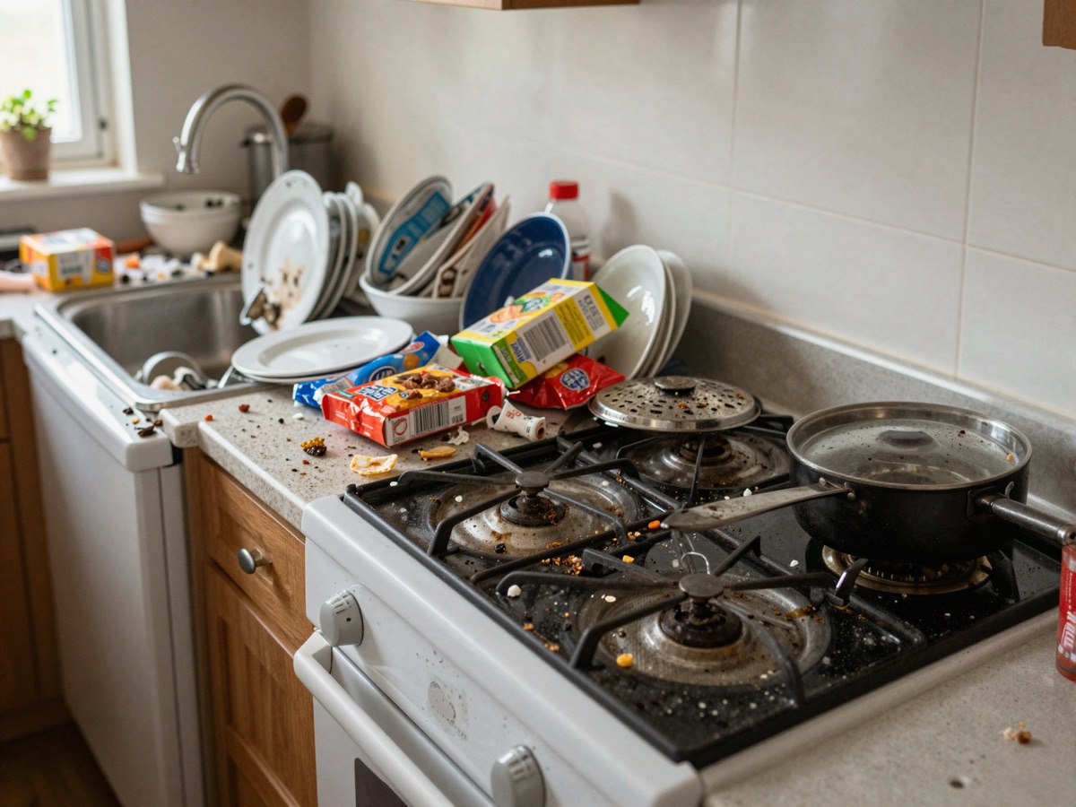 Kitchen before cleaning