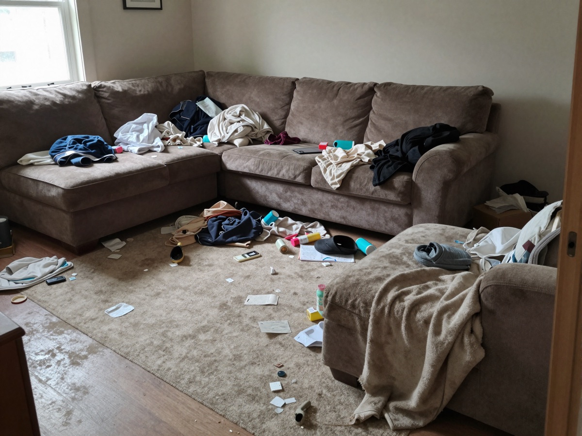 Living room before cleaning
